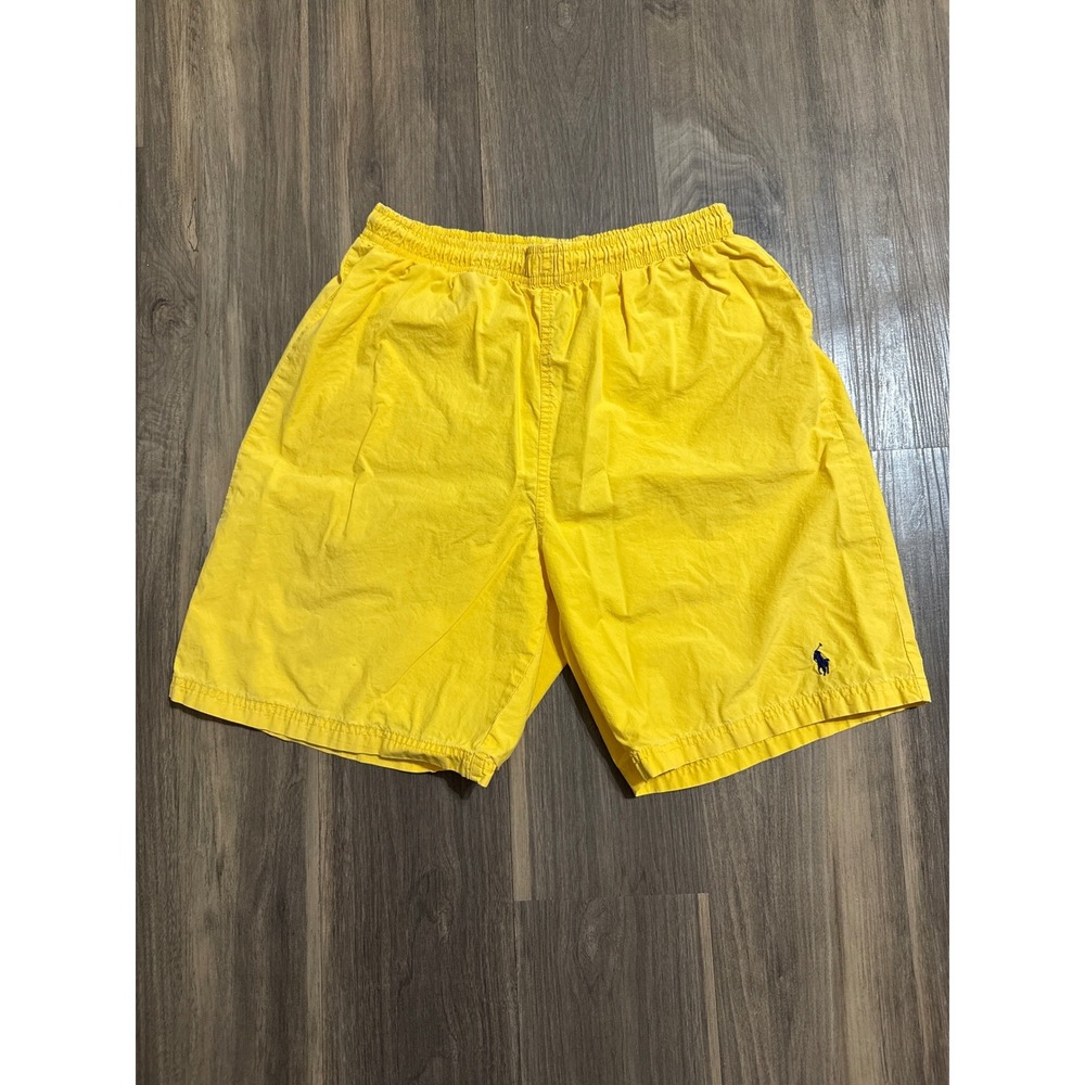 VTG Ralph Lauren Polo Sport Yellow Swim Trunks Men's Large 7" Inseam Preppy